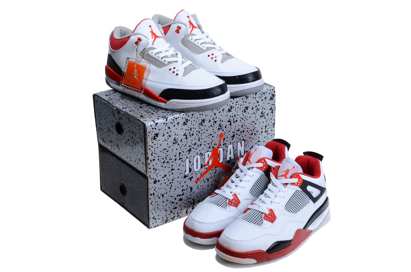 2013 Limited Combine White Red Air Jordan 3&4 Shoes