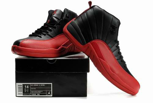 New Arrival Air Jordan Retro 12 Black Red Shoes - Click Image to Close