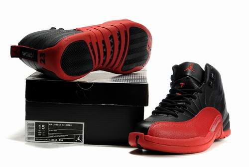 New Arrival Air Jordan Retro 12 Black Red Shoes - Click Image to Close