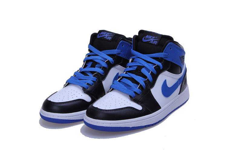 2015 New Jordan 1 Blue Black White Lovers - Click Image to Close