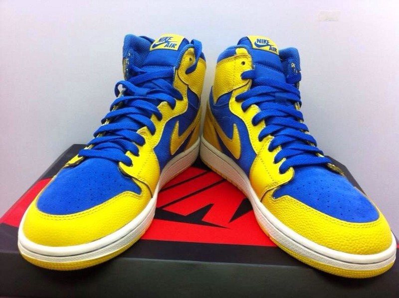 2015 New Jordan 1 Blue Yellow Retro - Click Image to Close