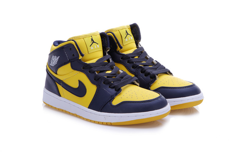 2015 New Jordan 1 Dark Blue Yellow - Click Image to Close