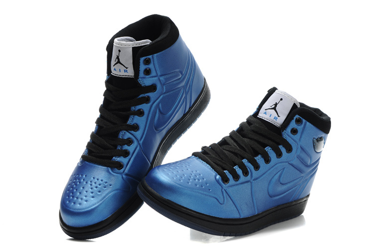 Popular Air Jordan Retro 1 High Heel Shoes Blue Black