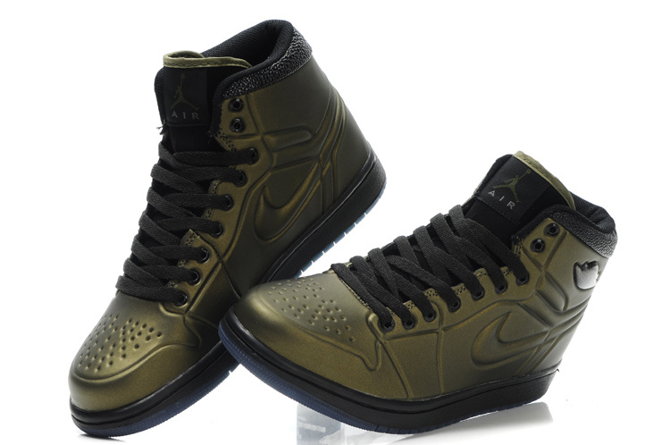 Popular Air Jordan Retro 1 High Heel Shoes Brown Black - Click Image to Close