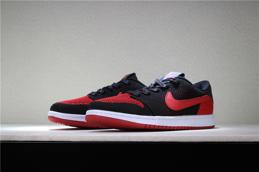 New Air Jordan 1 Low Flyknit Banned Black Varsity Red White