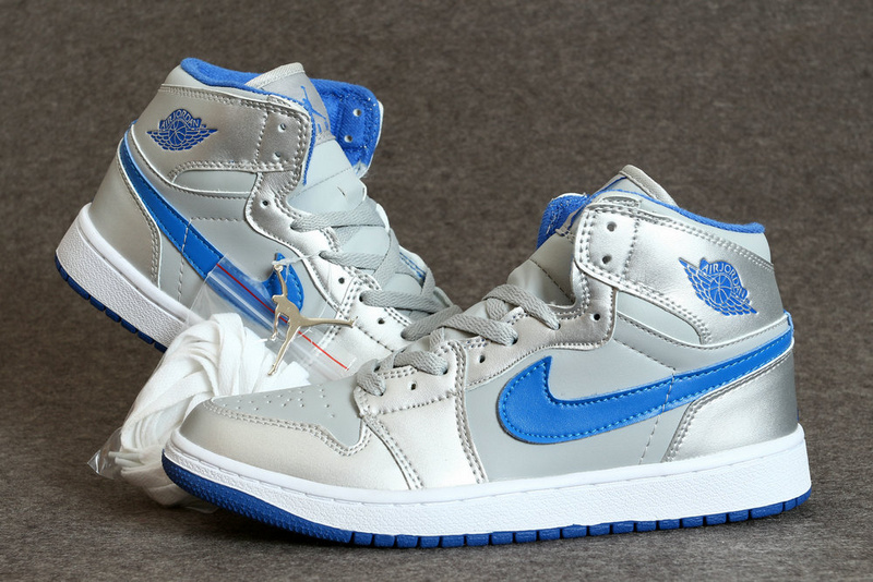 silver and blue jordan 1