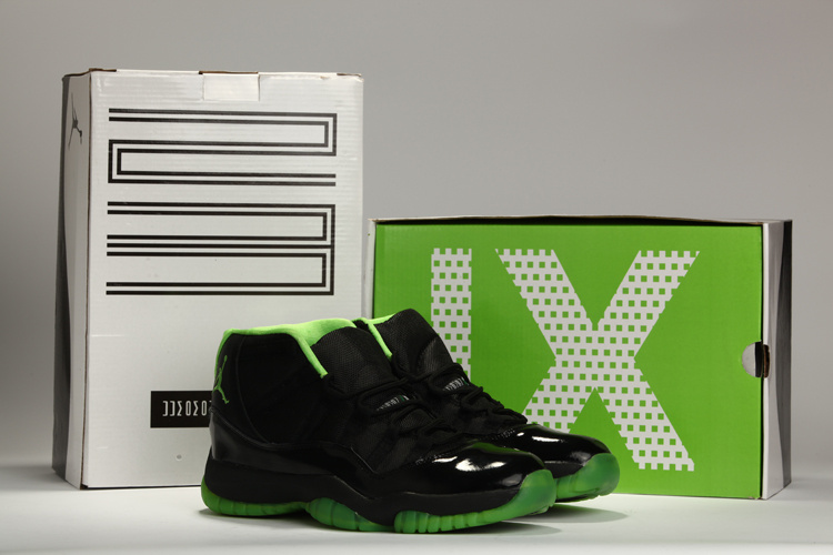 New Air Jordan 11 Black Green Shoes - Click Image to Close