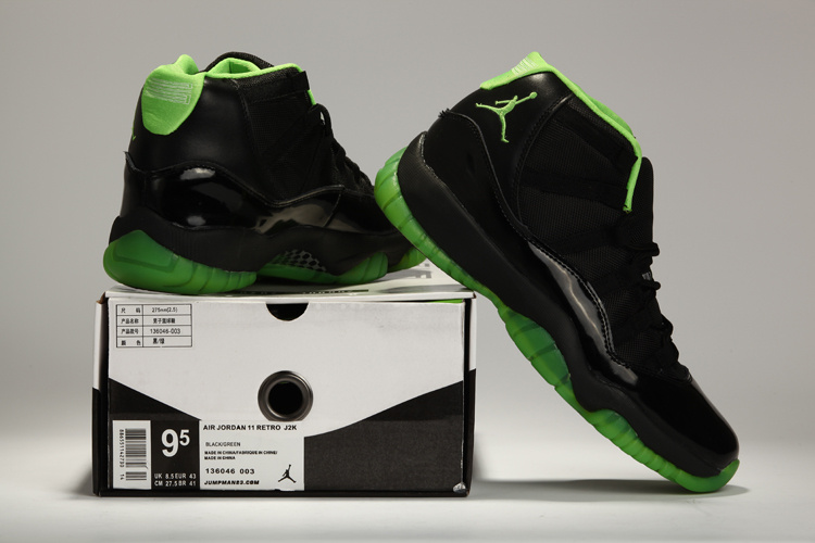 New Air Jordan 11 Black Green Shoes