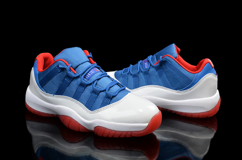 2015 Air Jordan 11 Low Blue White Red Shoes - Click Image to Close