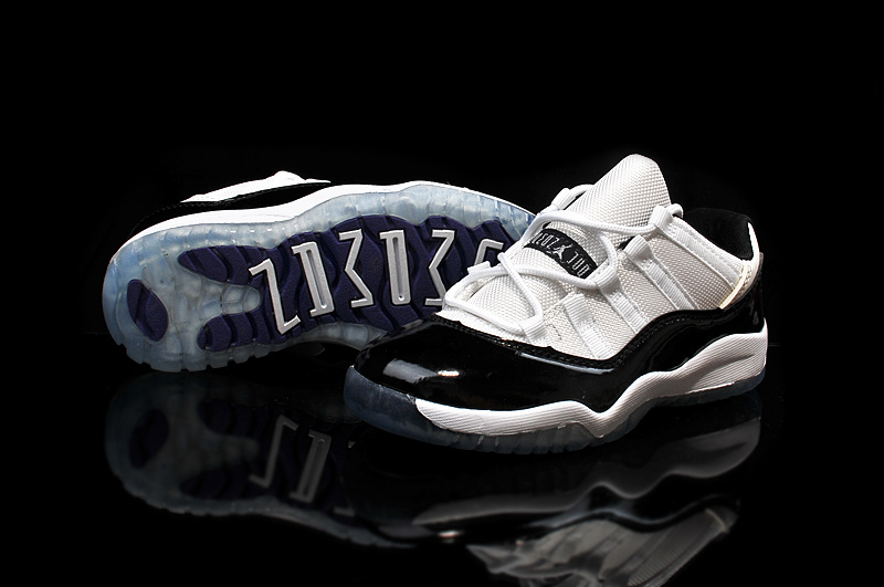 2015 Air Jordan 11 Low Shoes White Black For Kids