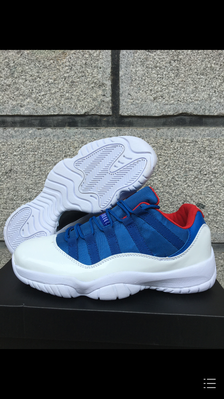 New Air Jordan 11 Retro 2016 Low White Blue Red Shoes - Click Image to Close