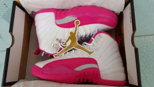 New Air Jordan 12 GS Vanlentine Day White Pink Shoes - Click Image to Close