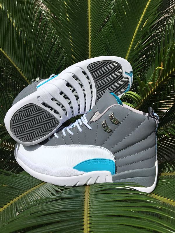 2016 Air Jordan 12 Grey White Blue Shoes