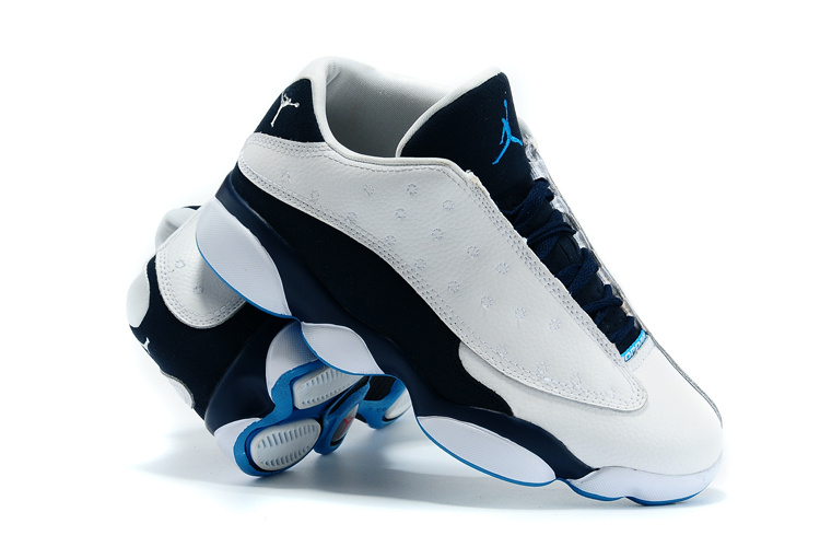 2015 Air Jordan 13 Low White Black Blue Shoes
