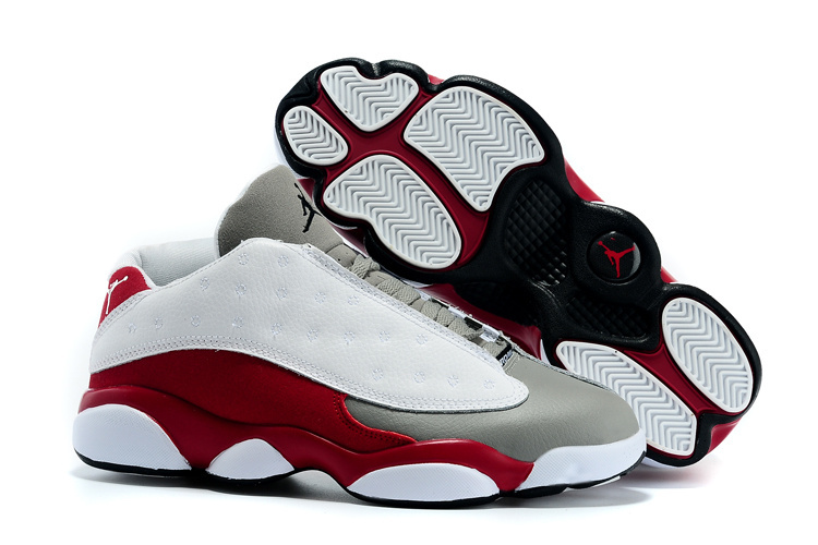 2015 Air Jordan 13 Low White Grey Wine Red Shoes