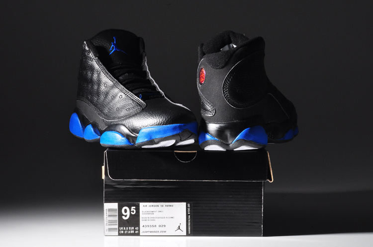 2015 New Jordan-13 Retro Black Shine Blue Sole