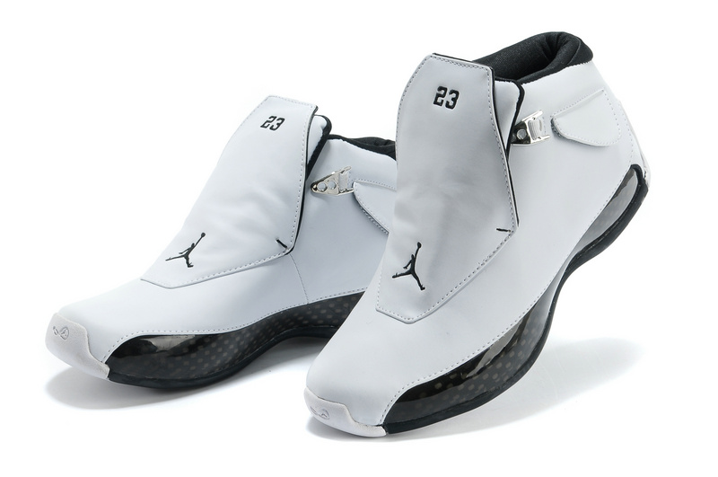 Air Jordan 18 White Black Shoes - Click Image to Close