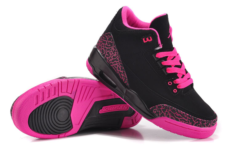 black and hot pink jordans