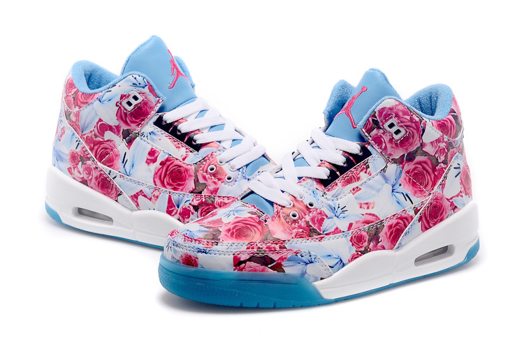 2015 Air Jordan 3 Shoes Red Bbaby Blue White For Women