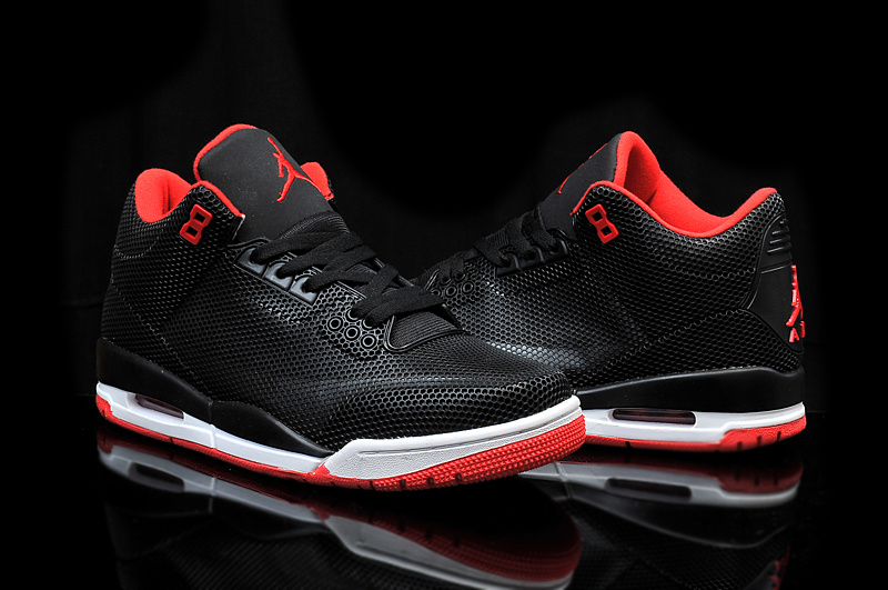 2015 Air Jordan 3 Retro PVC Black Red White Shoes - Click Image to Close