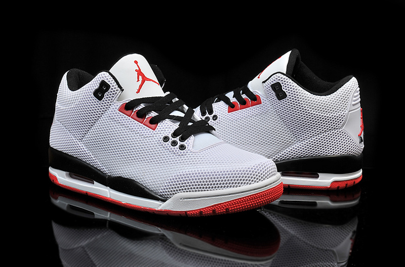 2015 Air Jordan 3 Retro PVC Grey Black Red Shoes