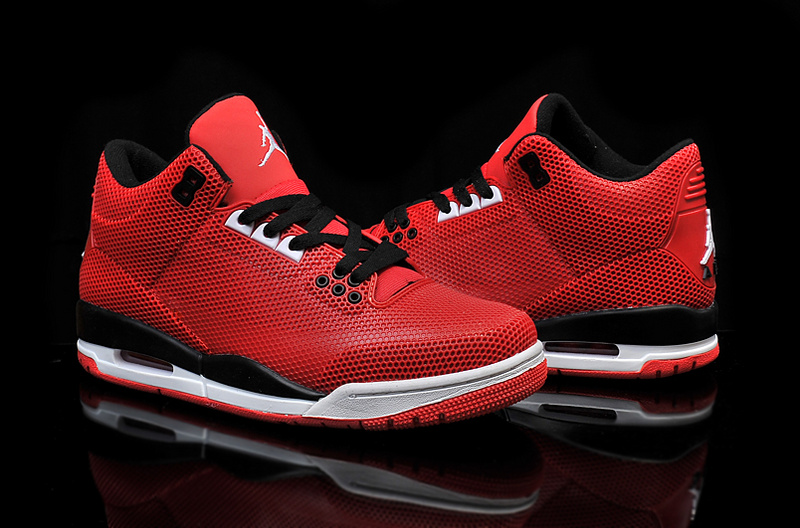 2015 Air Jordan 3 Retro PVC Red Black White Shoes - Click Image to Close