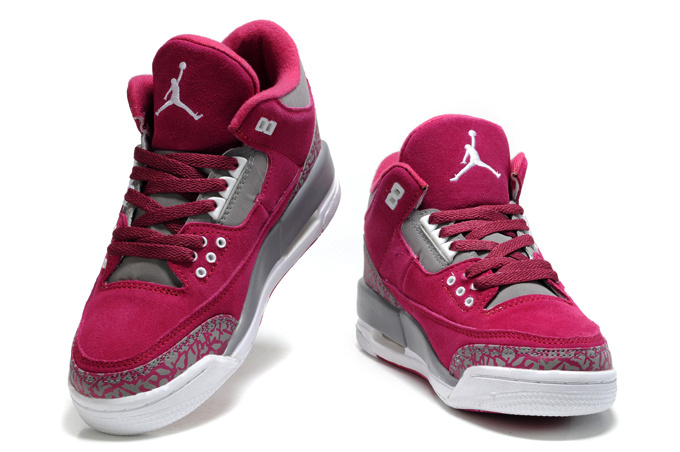 2015 New Jordan 3 Suede Red Grey Cement For Women - Click Image to Close