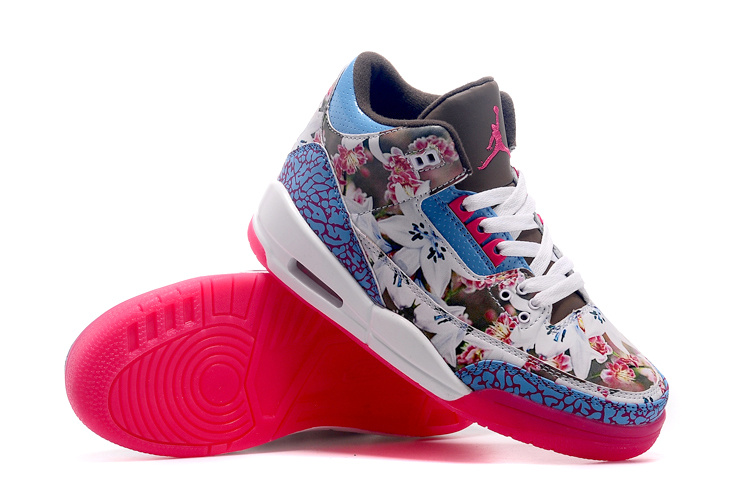 2015 Air Jordan 3 ShoesWhite Blue Red For Women - Click Image to Close