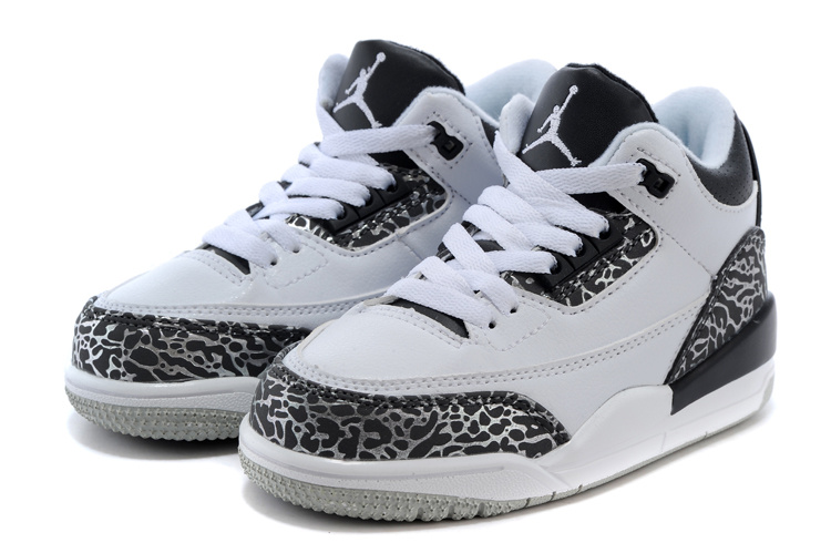 2015 New Jordan 3 White Grey Cement For Kids - Click Image to Close