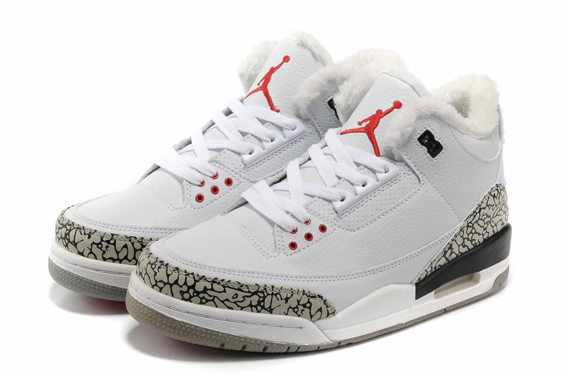 Air Jordan 3 White Grey Cement Wool Shoes - Click Image to Close