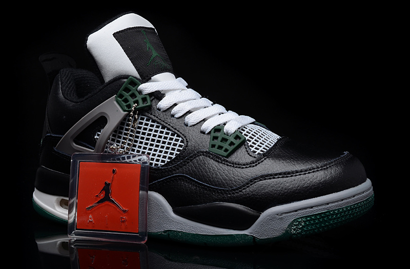 New Jordan 4 Black Green Shoes - Click Image to Close