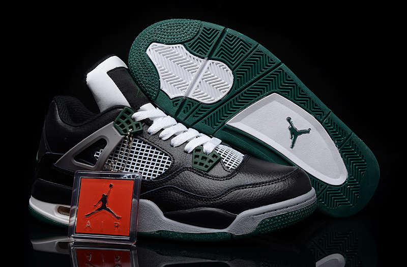 New Jordan 4 Black Green Shoes - Click Image to Close