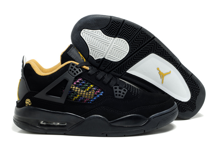 2012 Air Jordan 4 Black Yellow Shoes - Click Image to Close