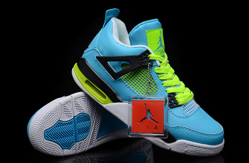 lime green and blue jordans