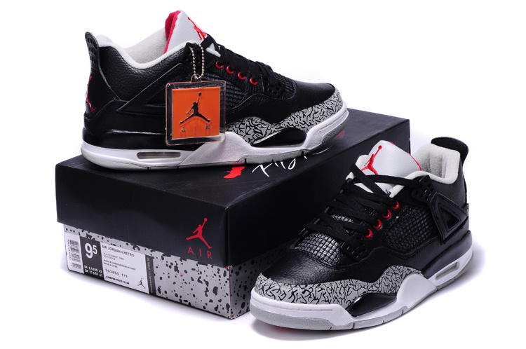 2015 New Air Jordan 4 Black Grey Cement