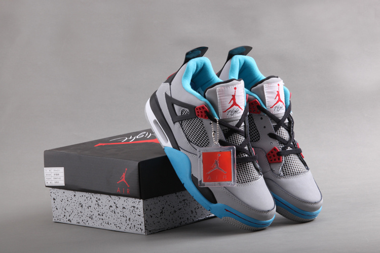 2015 New Jordan 4 Retro Grey Blue Black