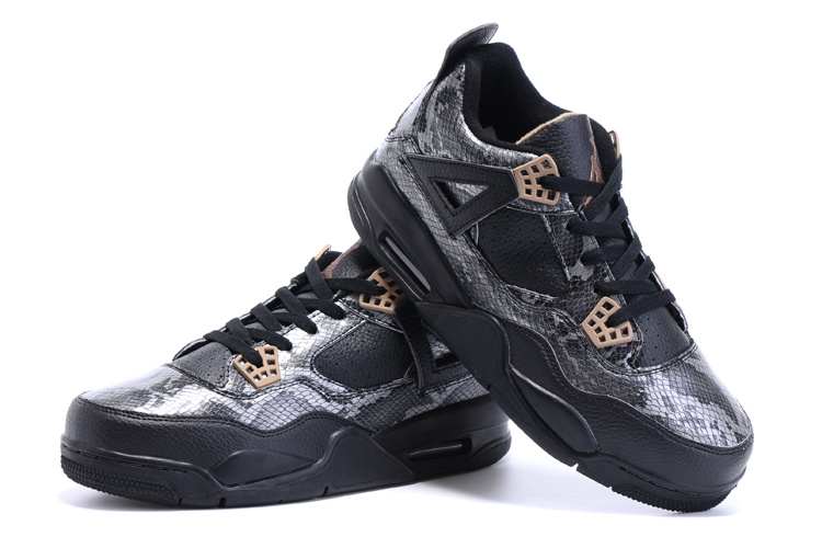 2015 Air Jordan 4 Snakeskin Black Shoes