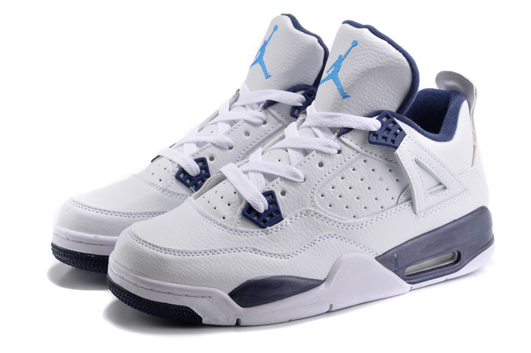 2015 New Air Jordan 4 White Dark Blue