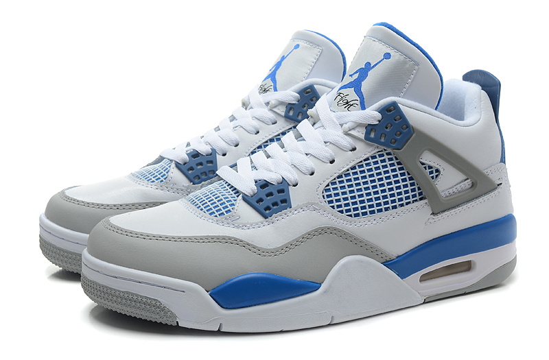 2015 New Air Jordan 4 White Grey Baby Blue