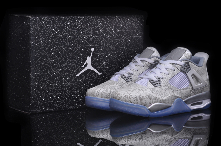 2015 New Jordan 4 Retro White Grey - Click Image to Close