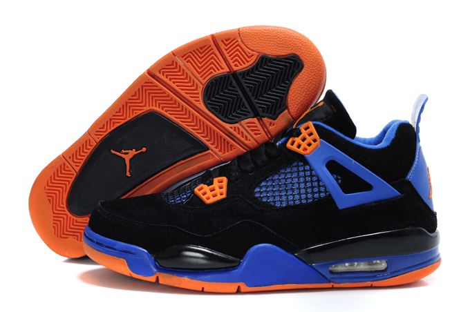 Top Quality Air Jordan 4 Suede Black Blue Orange Lin Edition - Click Image to Close