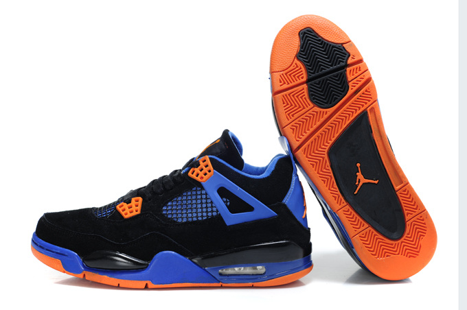 Top Quality Air Jordan 4 Suede Black Blue Orange Lin Edition