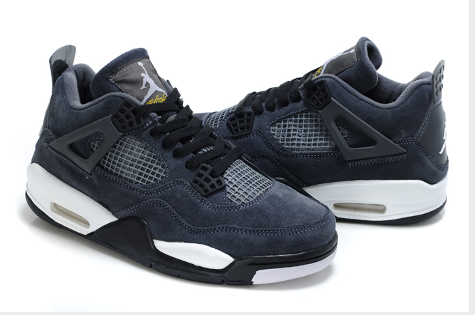 Top Quality Air Jordan 4 Suede Blue Black White