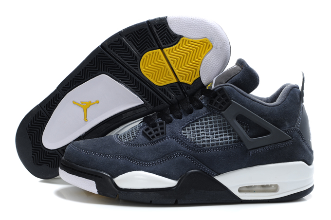 Top Quality Air Jordan 4 Suede Blue Black White - Click Image to Close