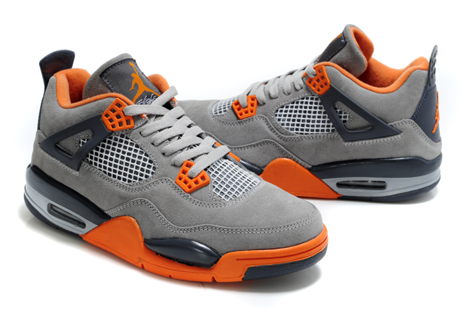 Top Quality Air Jordan 4 Suede Grey Black Orange