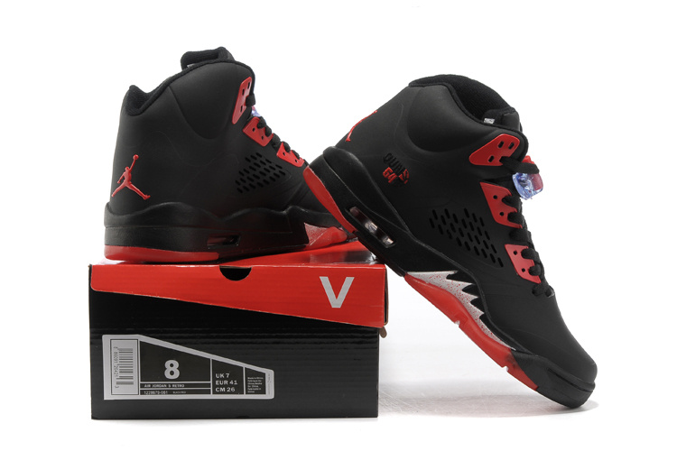 Air Jordan 5 Black Fire Red Shoes - Click Image to Close