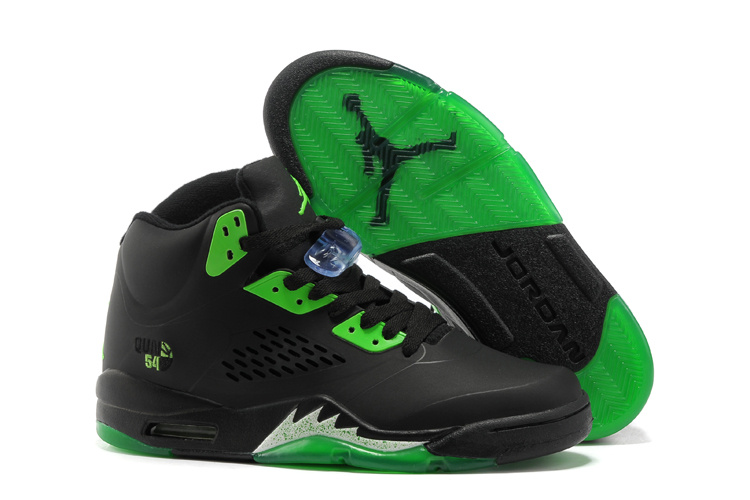 Air Jordan 5 Black Green Shoes - Click Image to Close