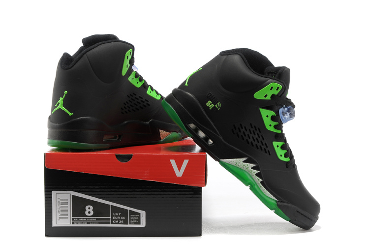 Air Jordan 5 Black Green Shoes