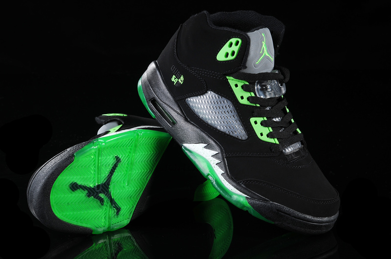 Real Air Jordan 5 Black Green White