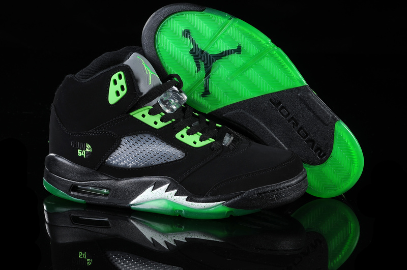 Real Air Jordan 5 Black Green White